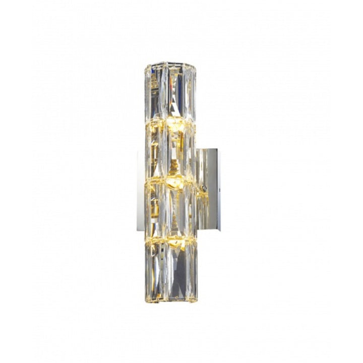 Clear Crystal Cylinder Wall Sconce with Chrome Hardware by Bethel