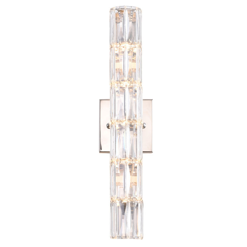 Clear Crystal Cylinder Wall Sconce with Chrome Hardware (MBC11031450) by Bethel