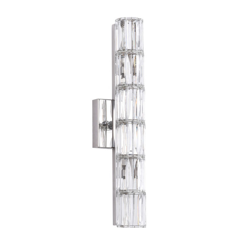 Clear Crystal Cylinder Wall Sconce with Chrome Hardware (MBC11031450) by Bethel - view 2