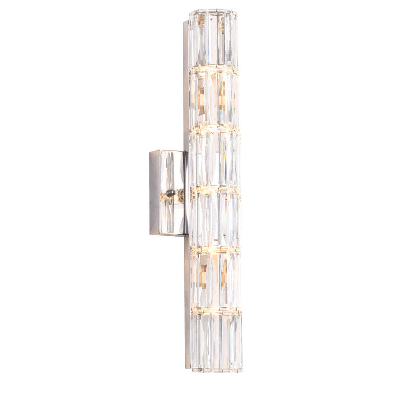 Clear Crystal Cylinder Wall Sconce with Chrome Hardware (MBC11031450) by Bethel - view 8