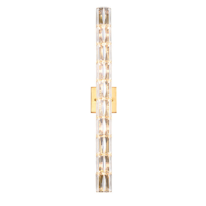 Gold Metal Frame Wall Sconce with Clear Crystal Cylinder Shade (MBC11031760) by Bethel - view 2