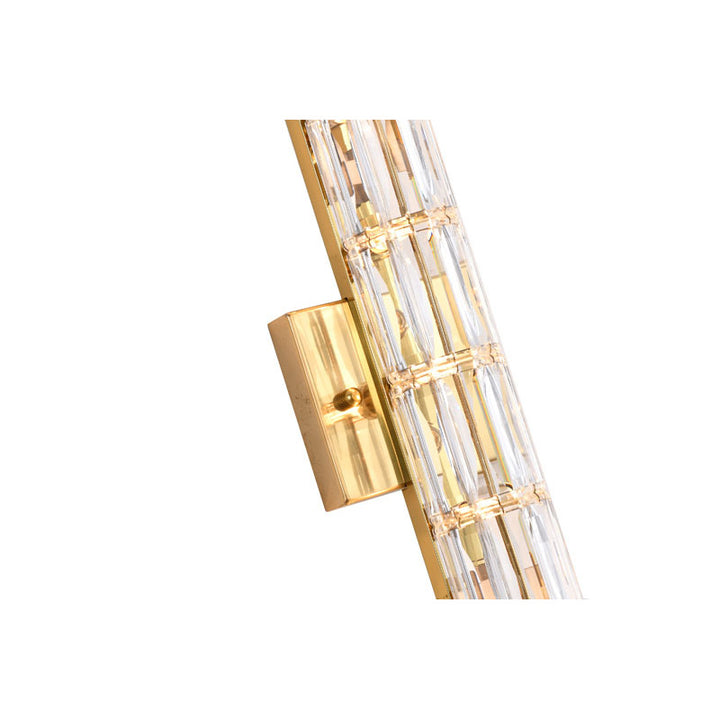 Gold Metal Frame Wall Sconce with Clear Crystal Cylinder Shade (MBC11031760) by Bethel - view 3