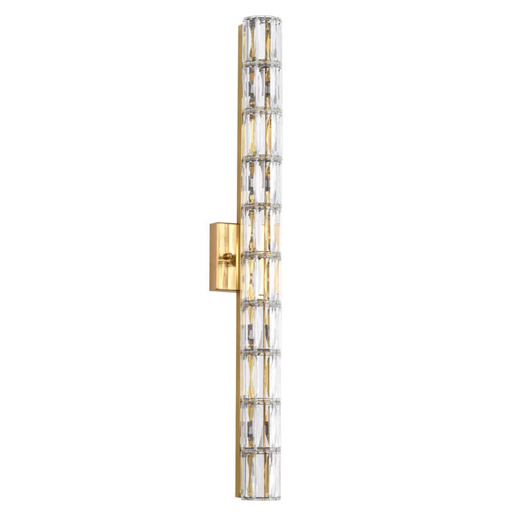 Gold Metal Frame Wall Sconce with Clear Crystal Cylinder Shade (MBC11031760) by Bethel - view 7