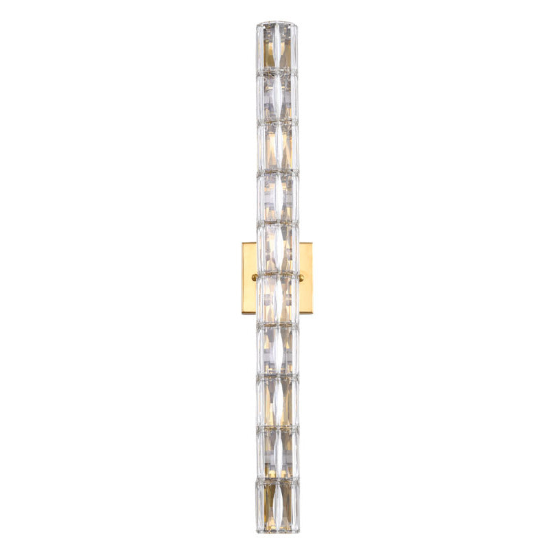 Gold Metal Frame Wall Sconce with Clear Crystal Cylinder Shade (MBC11031760) by Bethel - view 8