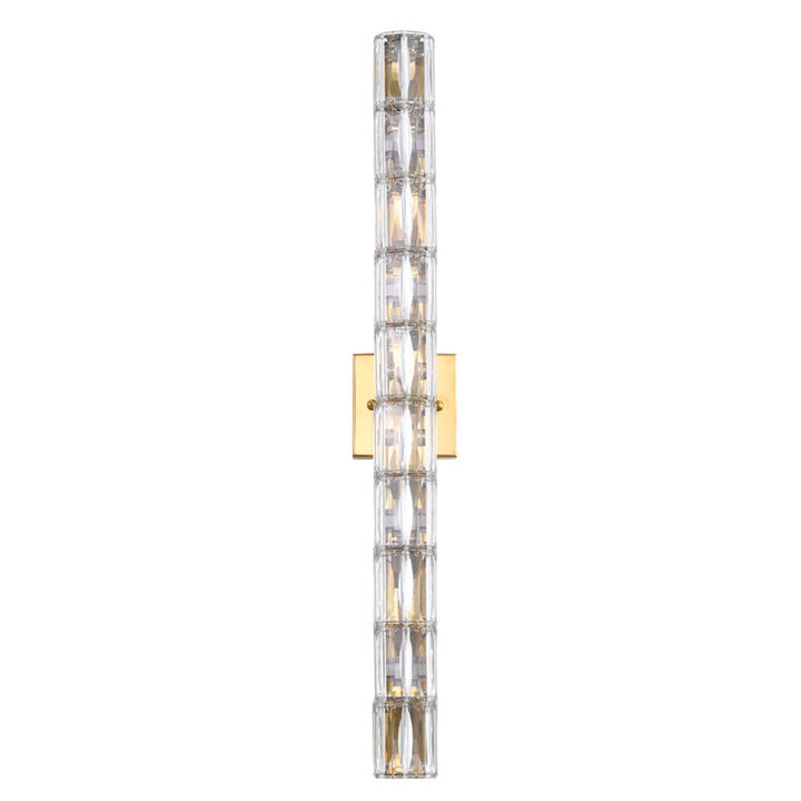 Gold Metal Frame Wall Sconce with Clear Crystal Cylinder Shade (MBC11031760) by Bethel - view 8