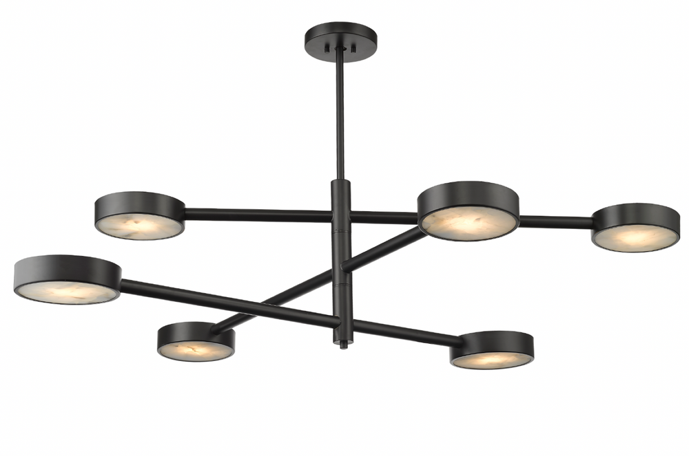 Arturo - Multiple Light Chandelier with Alabaster Stone in Textured Black by Moderno Lighting