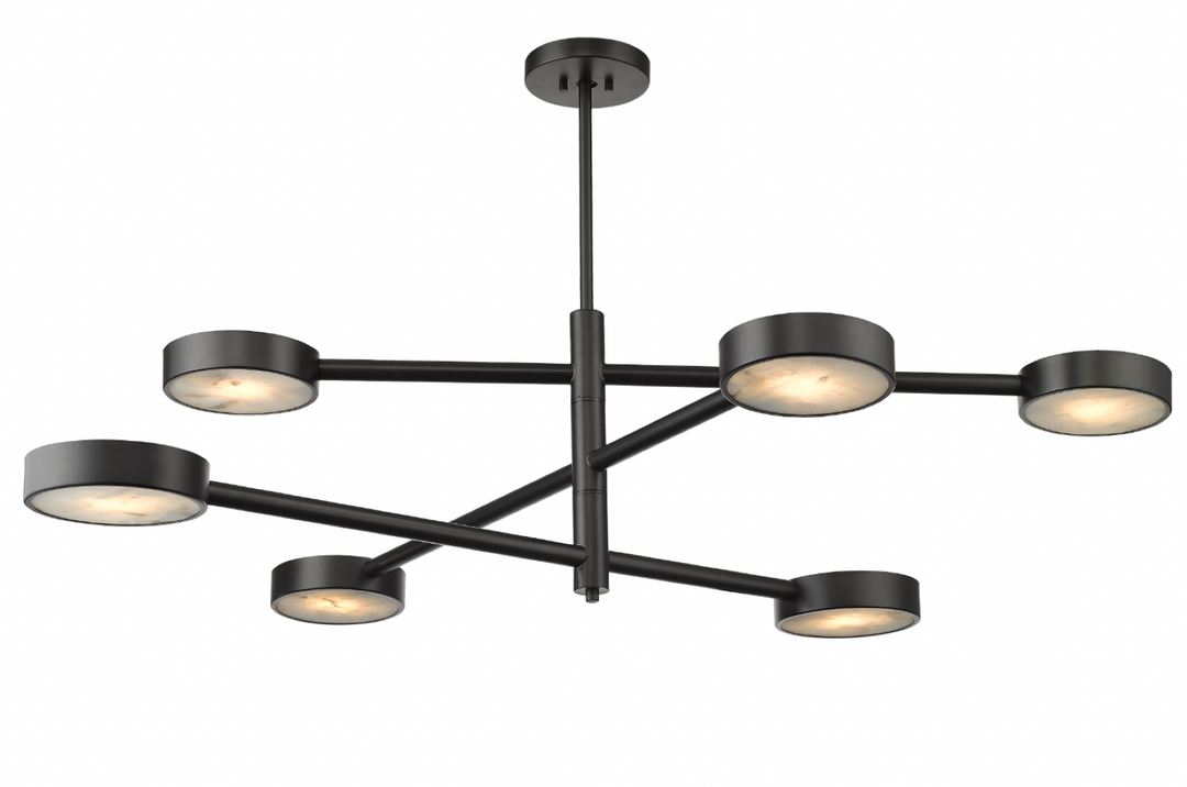Arturo - Multiple Light Chandelier with Alabaster Stone in Textured Black by Moderno Lighting