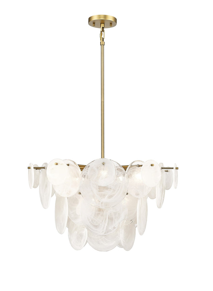 Boreas - Multiple Light Chandelier with Alabaster Glass in Aged Brass by Moderno Lighting