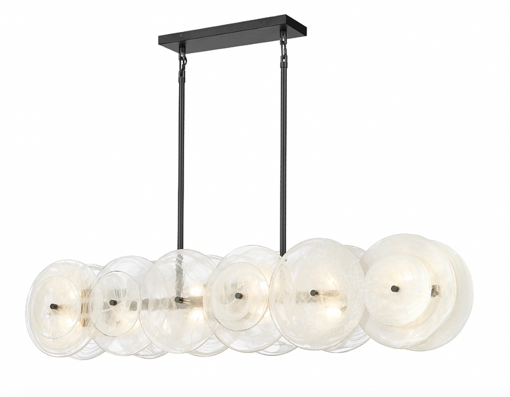 Boreas - 12 Light Linear Chandelier with Alabaster Glass in Matte Black by Moderno Lighting