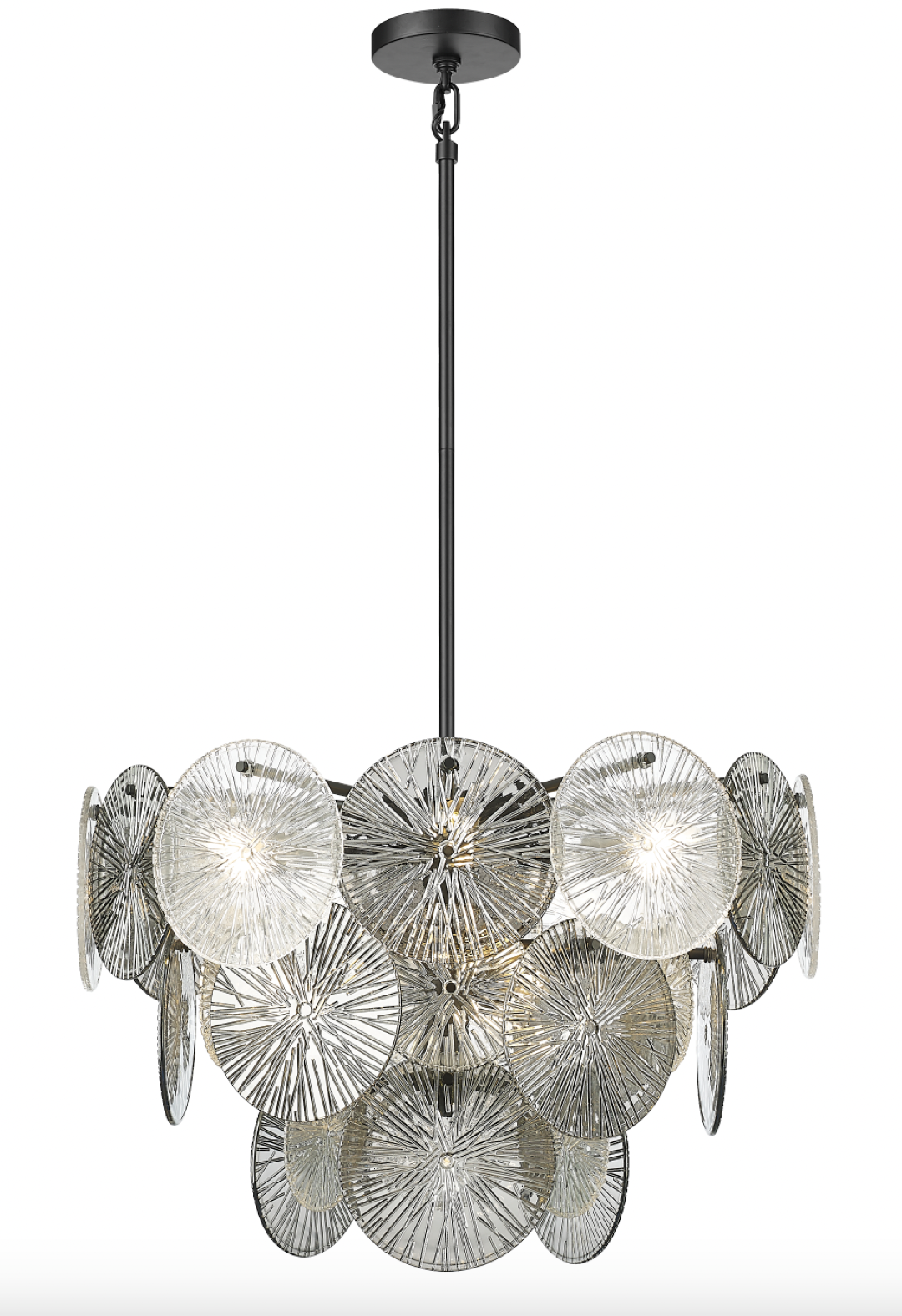Kronos - 9 Light Chandelier with Smoked Glass in Matte Black by Moderno Lighting