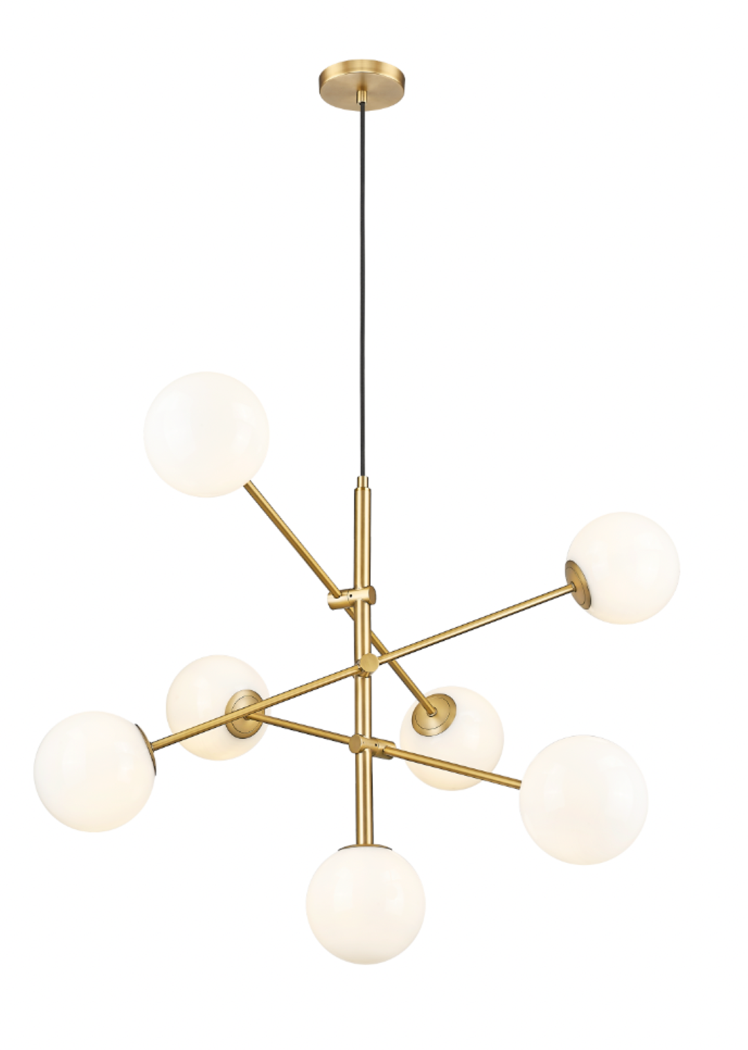 Oculus - 7 Light Chandelier with Alabaster Glass in Aged Brass by Moderno Lighting