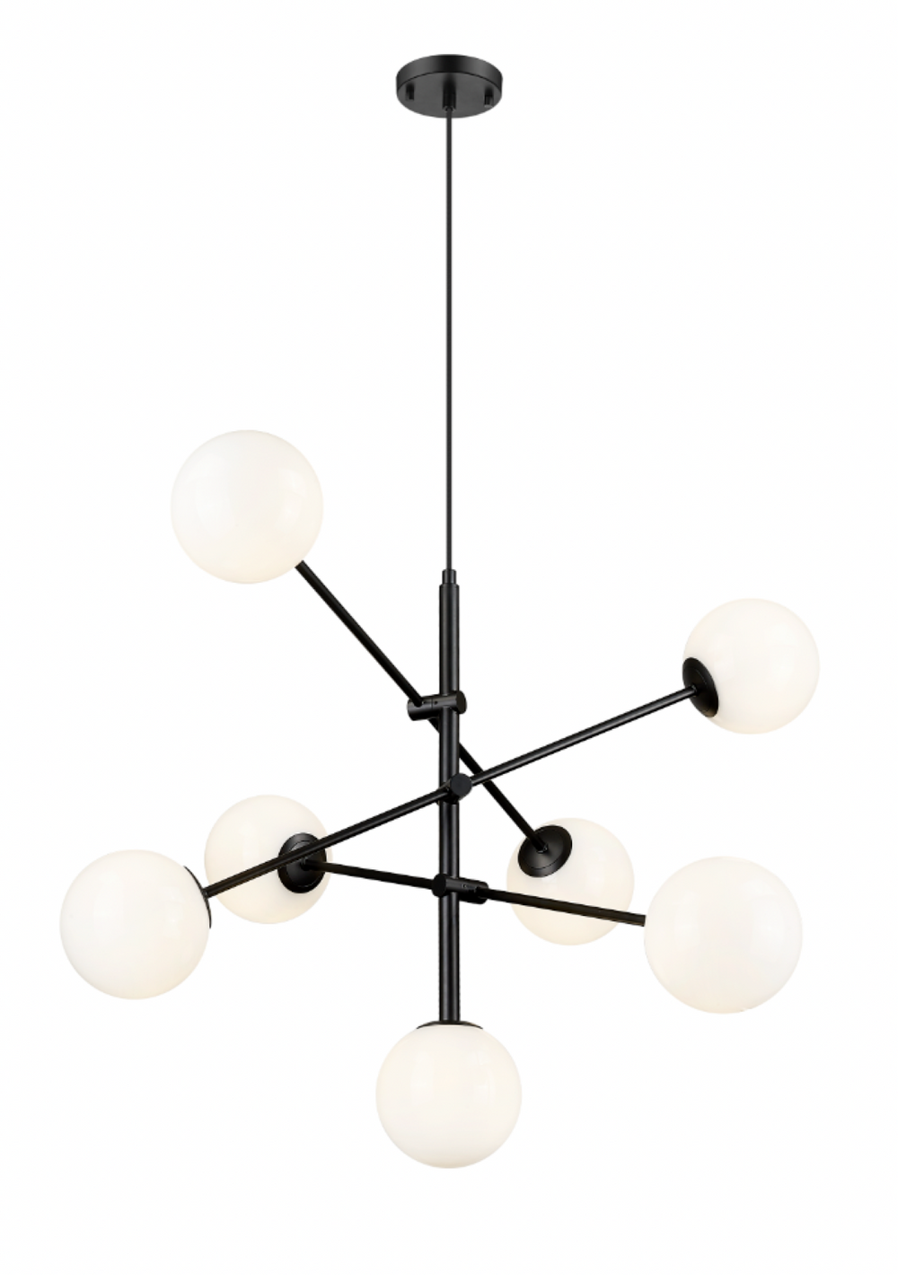 Oculus - 7 Light Chandelier with Alabaster Glass in Matte Black by Moderno Lighting