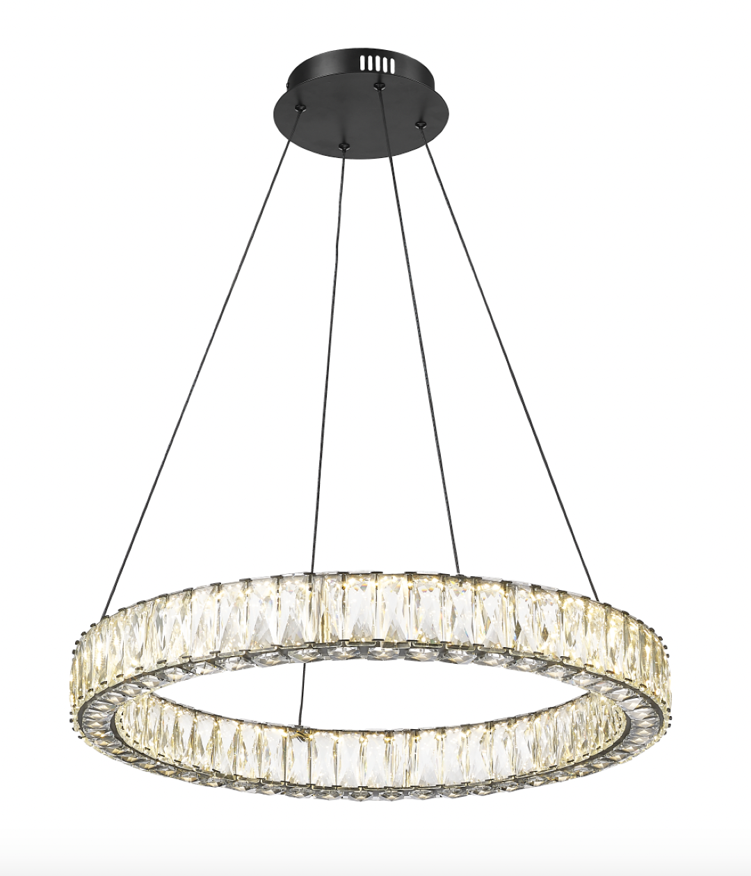 Ganesha - 1 Light LED Chandelier with Crystal in Matte Black by Moderno Lighting