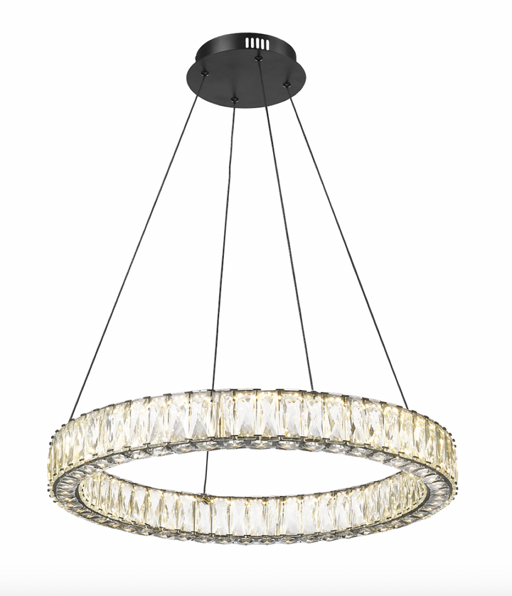 Ganesha - 1 Light LED Chandelier with Crystal in Matte Black by Moderno Lighting