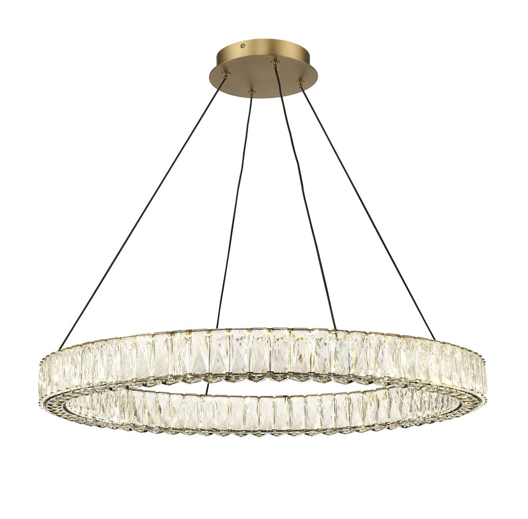 Ganesha - 1 Light LED Chandelier with Crystal in Aged Brass by Moderno Lighting