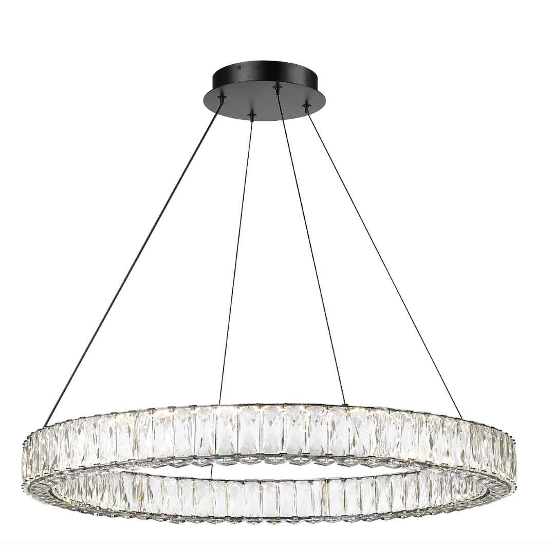 Ganesha - 1 Light LED Chandelier with Crystal in Matte Black by Moderno Lighting