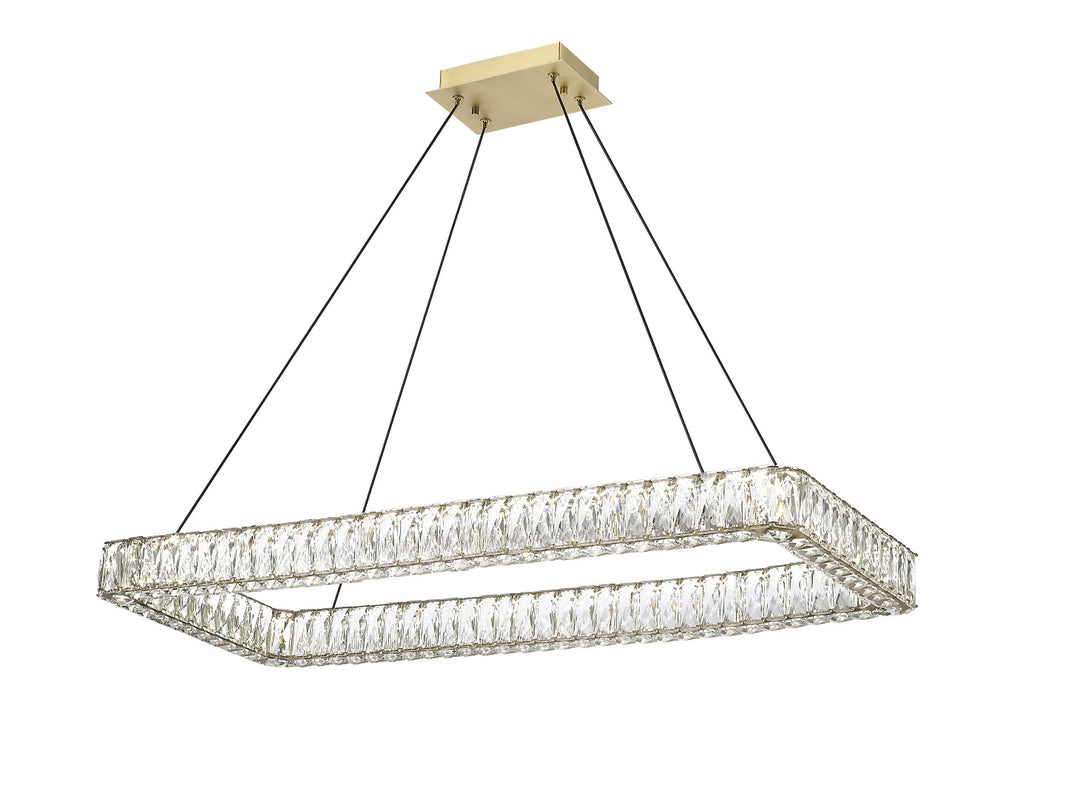 Ganesha - 1 Light LED Linear Chandelier with Crystal in Aged Brass by Moderno Lighting