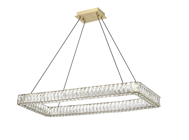 Ganesha - 1 Light LED Linear Chandelier with Crystal in Aged Brass by Moderno Lighting