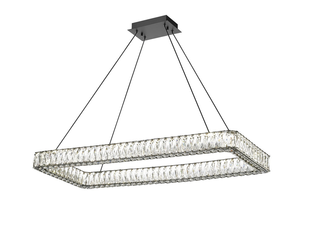 Ganesha - 1 Light LED Linear Chandelier with Crystal in Matte Black by Moderno Lighting
