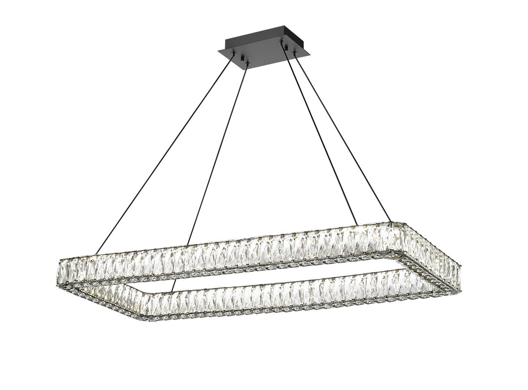 Ganesha - 1 Light LED Linear Chandelier with Crystal in Matte Black by Moderno Lighting