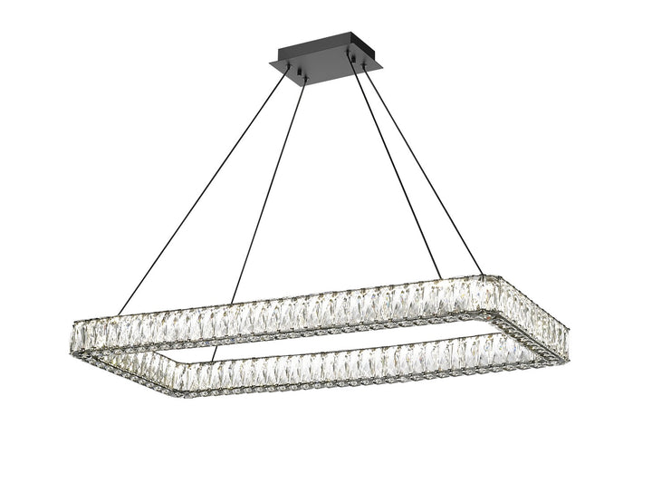 Ganesha - 1 Light LED Linear Chandelier with Crystal in Matte Black by Moderno Lighting