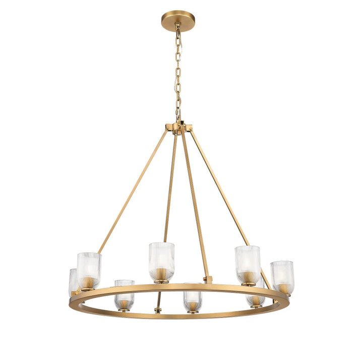 Angeio Multiple Light Chandelier with Reeded Clear Glass - Aged Brass