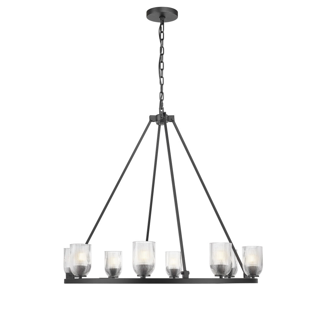 Angeio Multiple Light Chandelier with Reeded Clear Glass - Textured Black