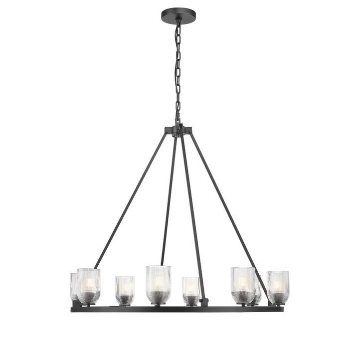 Angeio Multiple Light Chandelier with Reeded Clear Glass - Textured Black