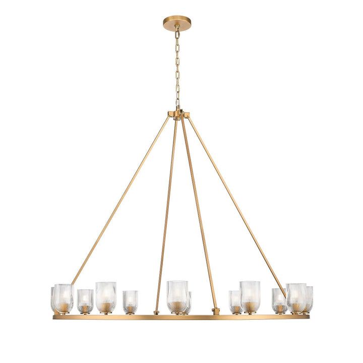 Angeio Multiple Light Chandelier with Reeded Clear Glass - Aged Brass