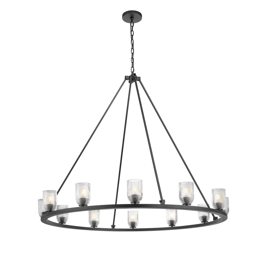 Angeio Multiple Light Chandelier with Reeded Clear Glass - Textured Black