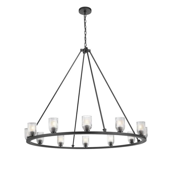 Angeio Multiple Light Chandelier with Reeded Clear Glass - Textured Black
