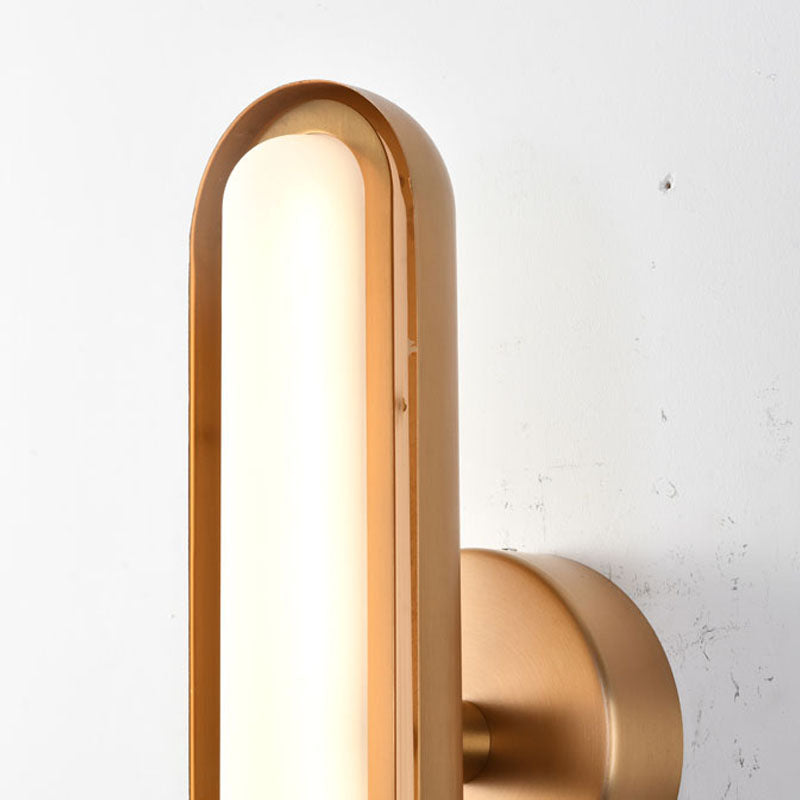 Brass Metal LED Wall Sconce with White Acrylic Shade by Bethel - view 2
