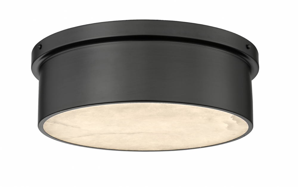 Neptune - 1 Light Flush-Mount with Alabaster Stone in Textured Black by Moderno Lighting