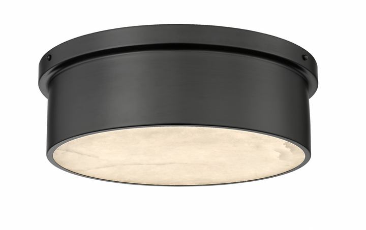 Neptune - 1 Light Flush-Mount with Alabaster Stone in Textured Black by Moderno Lighting