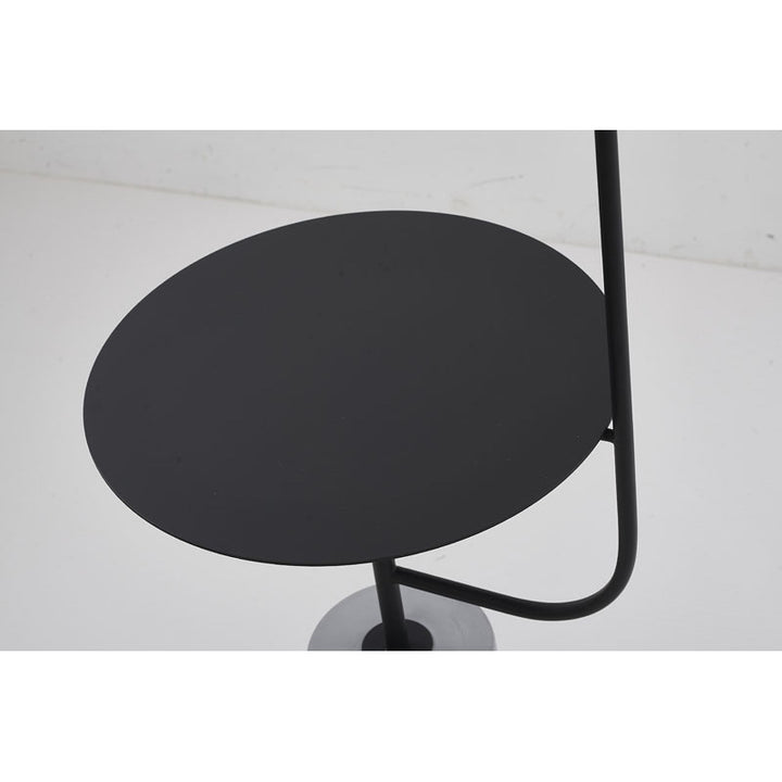 Matte Black Metal Frame Floor Lamp/Side Table with Concrete Base by Bethel - view 3