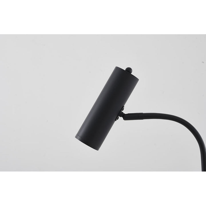 Matte Black Metal Frame Floor Lamp/Side Table with Concrete Base by Bethel - view 4