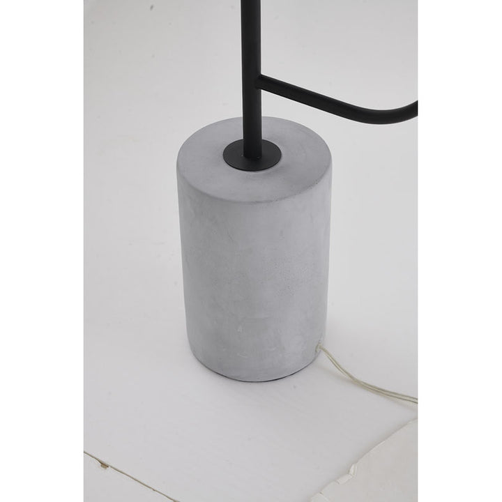 Matte Black Metal Frame Floor Lamp/Side Table with Concrete Base by Bethel - view 6