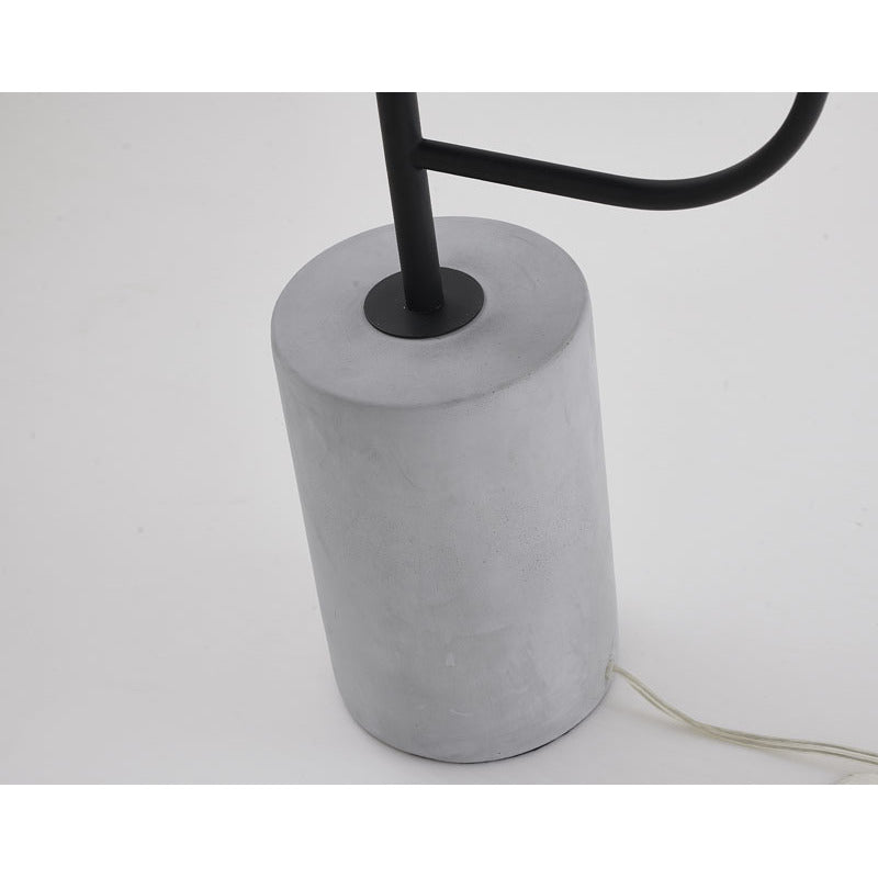 Matte Black Metal Frame Floor Lamp/Side Table with Concrete Base by Bethel - view 7