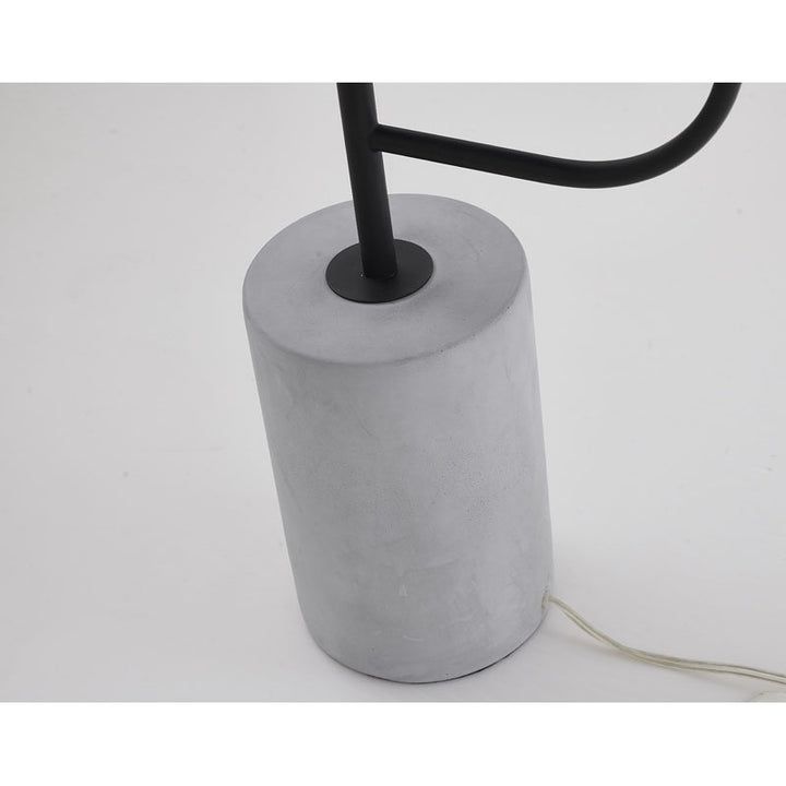 Matte Black Metal Frame Floor Lamp/Side Table with Concrete Base by Bethel - view 7