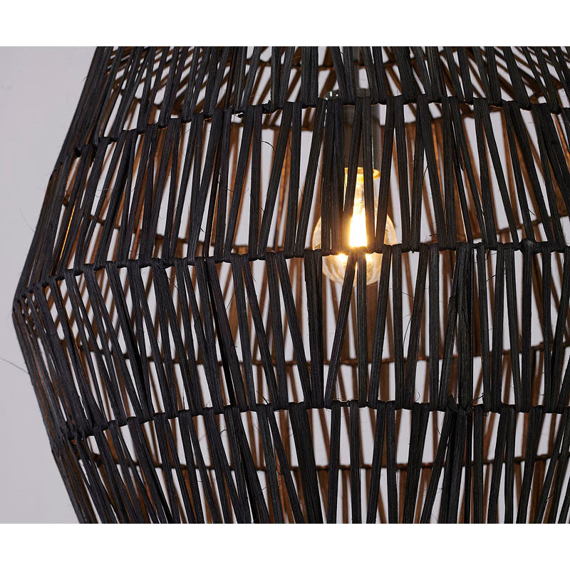 Black Weaved Rope Pendant Light with Chrome Hardware by Bethel - view 2