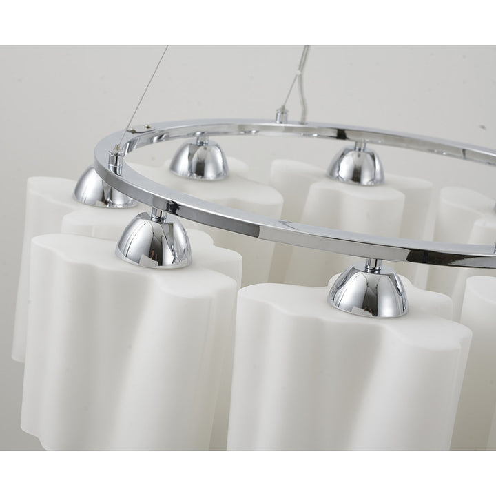 White Opal Glass Chandelier with Chrome Hardware by Bethel - view 6