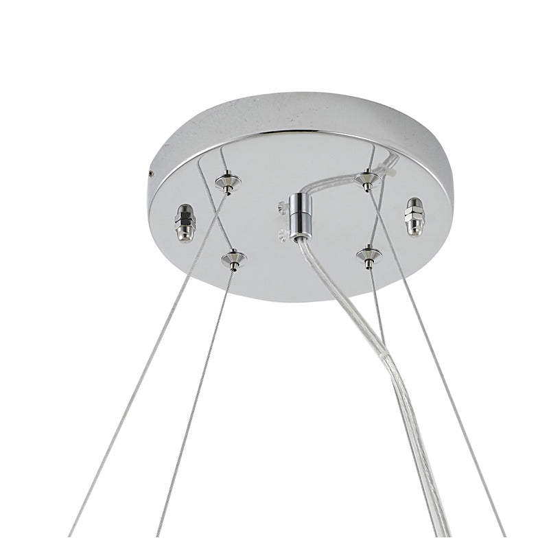 White Opal Glass Chandelier with Chrome Hardware by Bethel - view 7