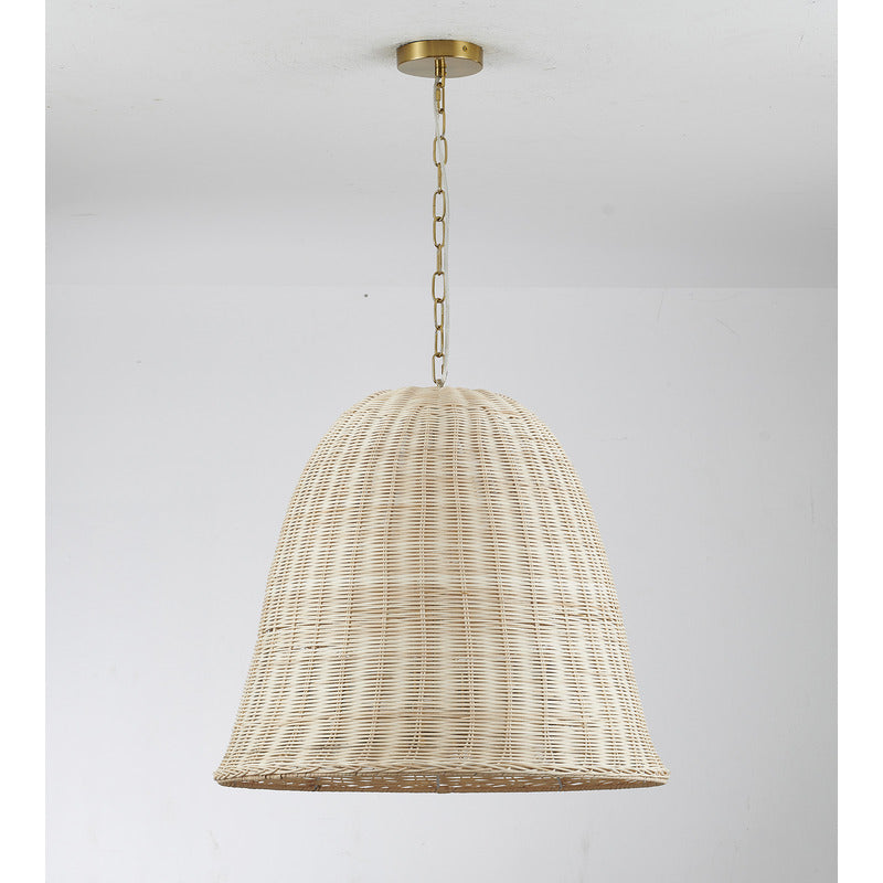 Natural Vine Basket Chandelier with Hardware in Brass White by Bethel