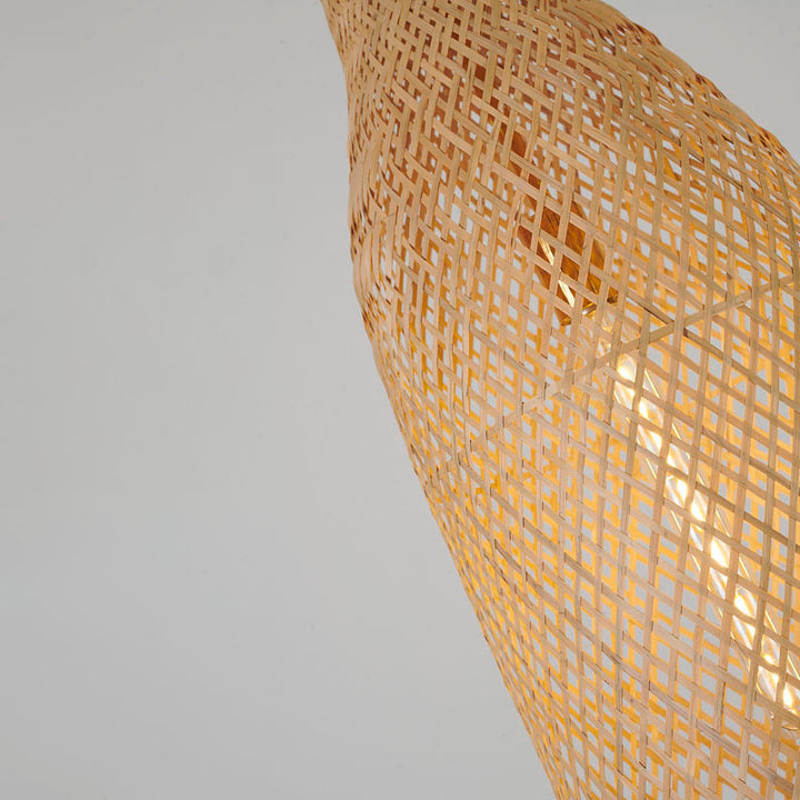 Bamboo Wood Weaved Pendant Light with Gold Hardware by Bethel - view 3