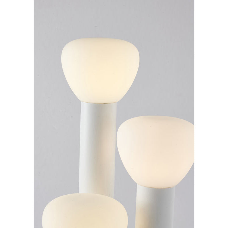 White Metal Frame Table Lamp with White Opal Glass Shades by Bethel - view 2