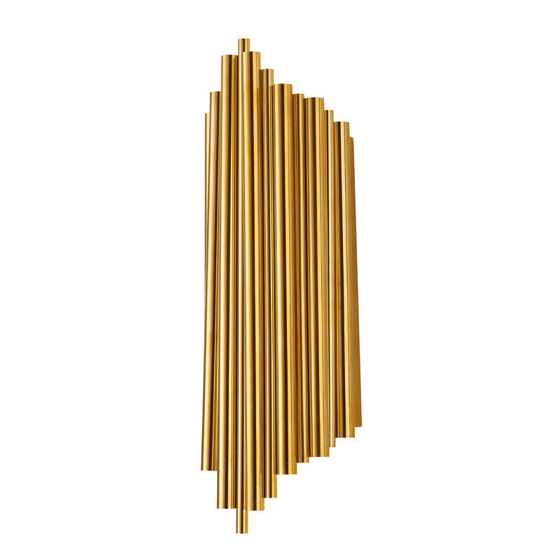 Gold Stainless Steel Wall Sconce by Bethel - view 2