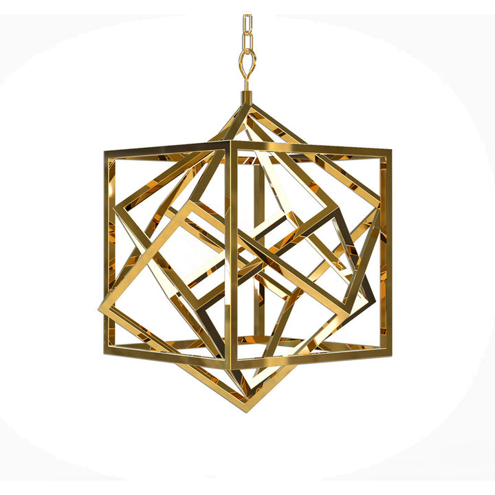 Gold Stainless Steel Geometric LED Light with White Acrylic Diffusers by Bethel