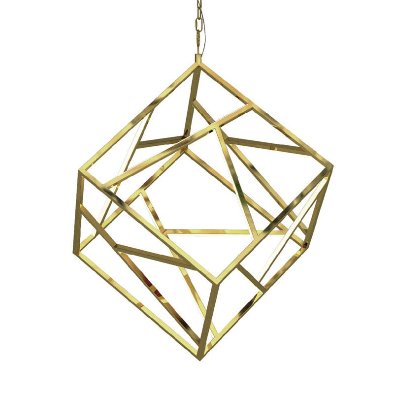 Gold Stainless Steel Box LED Ceiling Fixture with White Acrylic Diffusers by Bethel