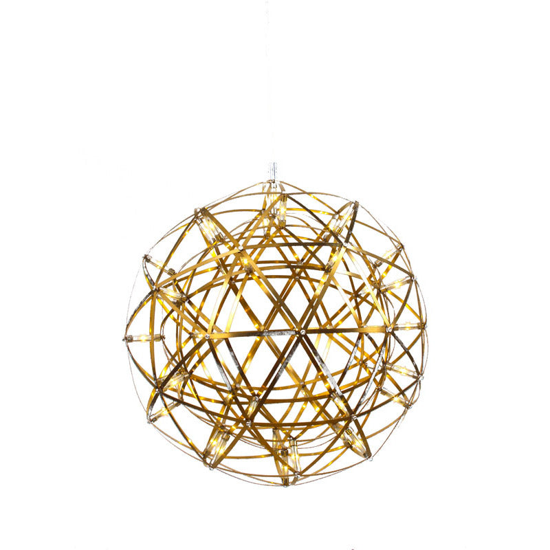 Round Metal Frame LED Ceiling Fixture with LED Star Lights in Gold by Bethel