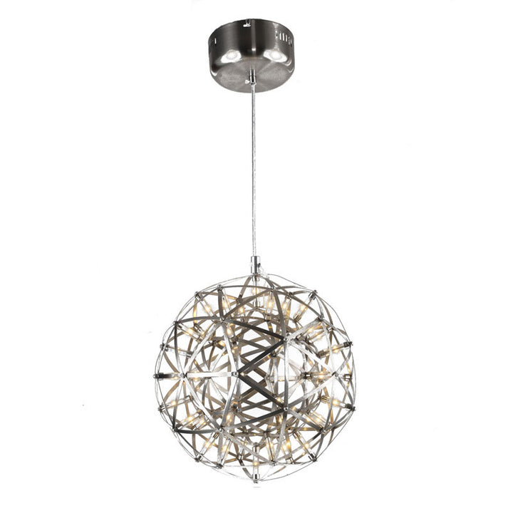 Round Metal Frame LED Ceiling Fixture with LED Star Lights in Satin Nickel by Bethel